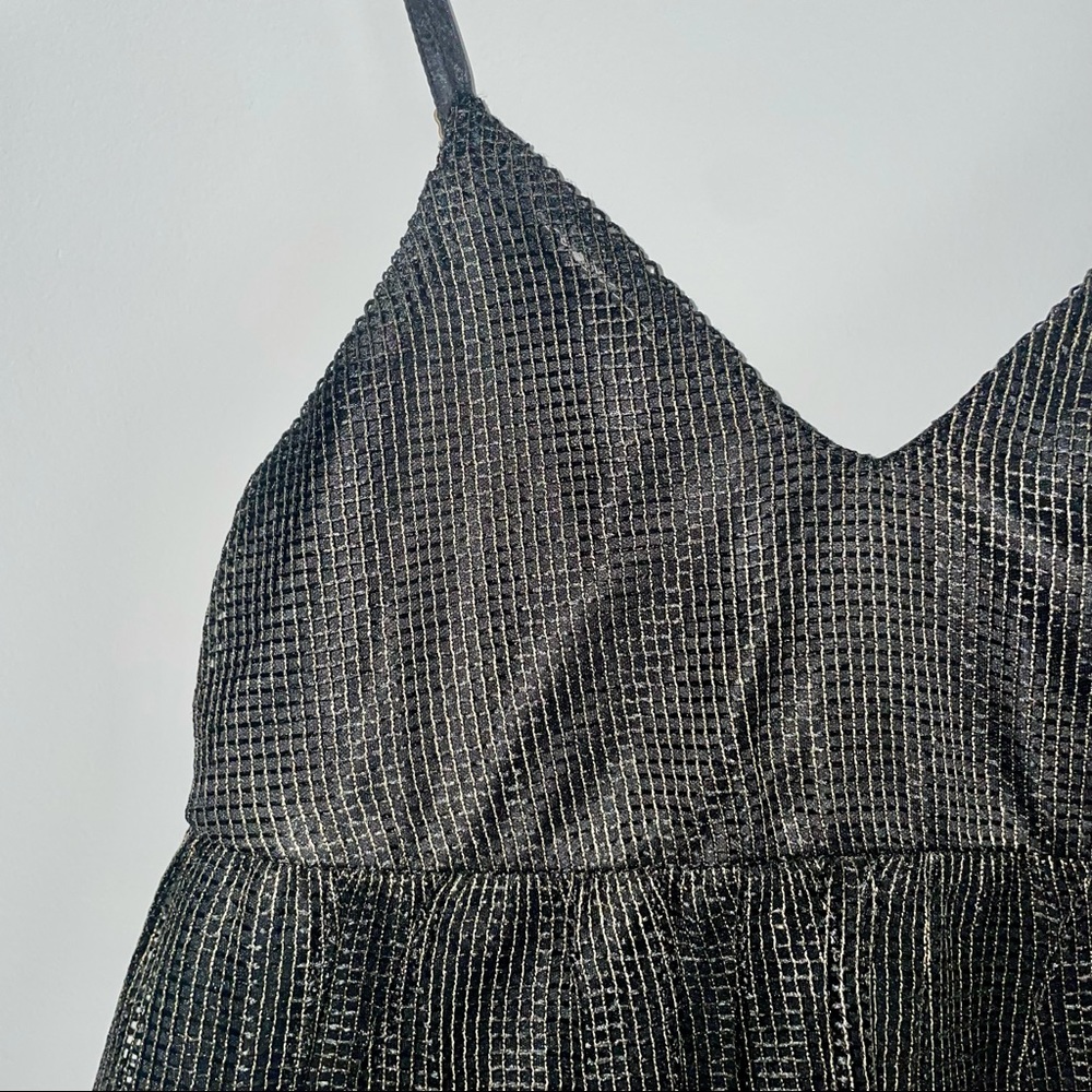 Gianni Bini Black Gold Mesh Babydoll Style Top - XS - Picture 2 of 6